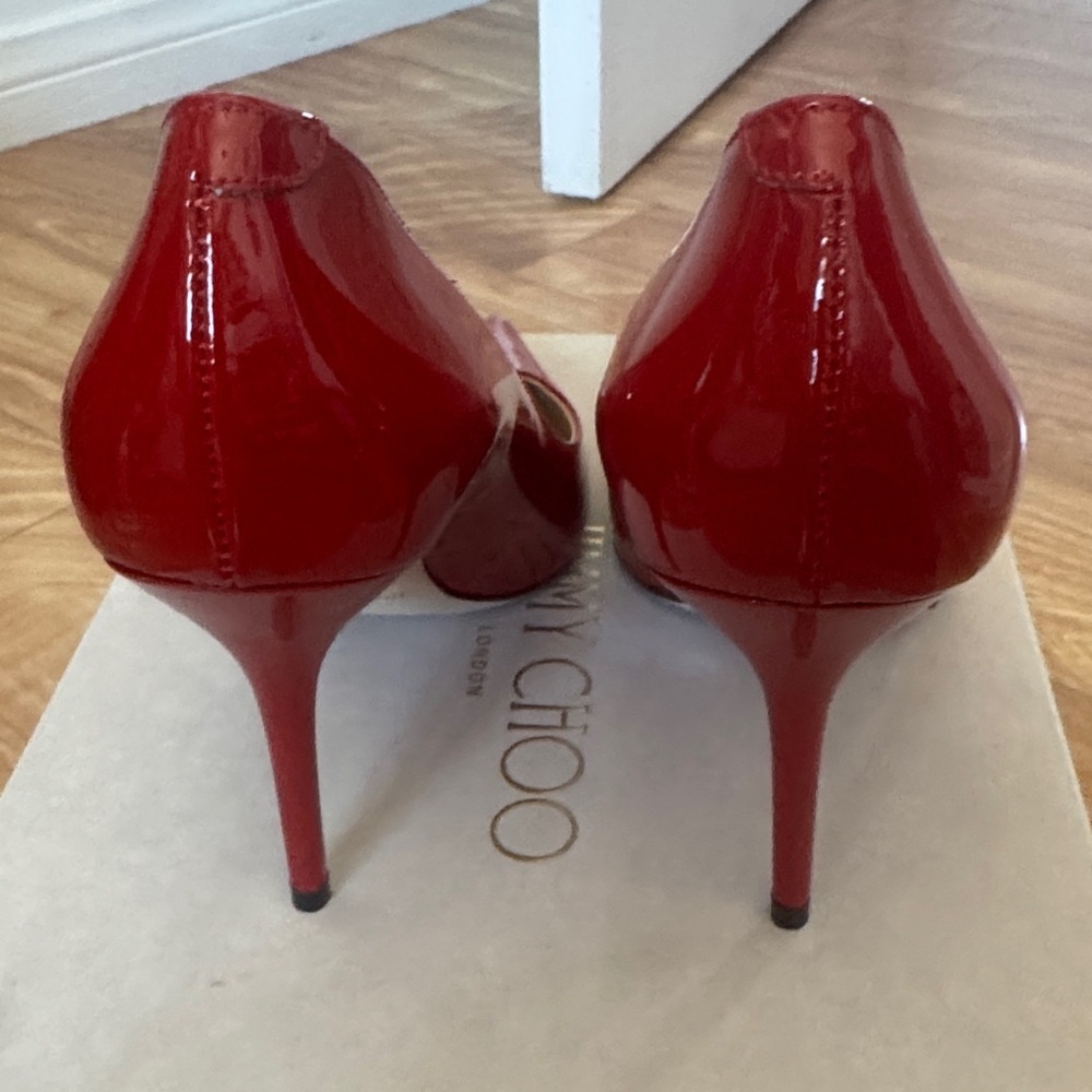 Jimmy Choo Agnes Red Patent Pointed-Toe Stilettos 7.5 Never worn - Picture 3 of 5